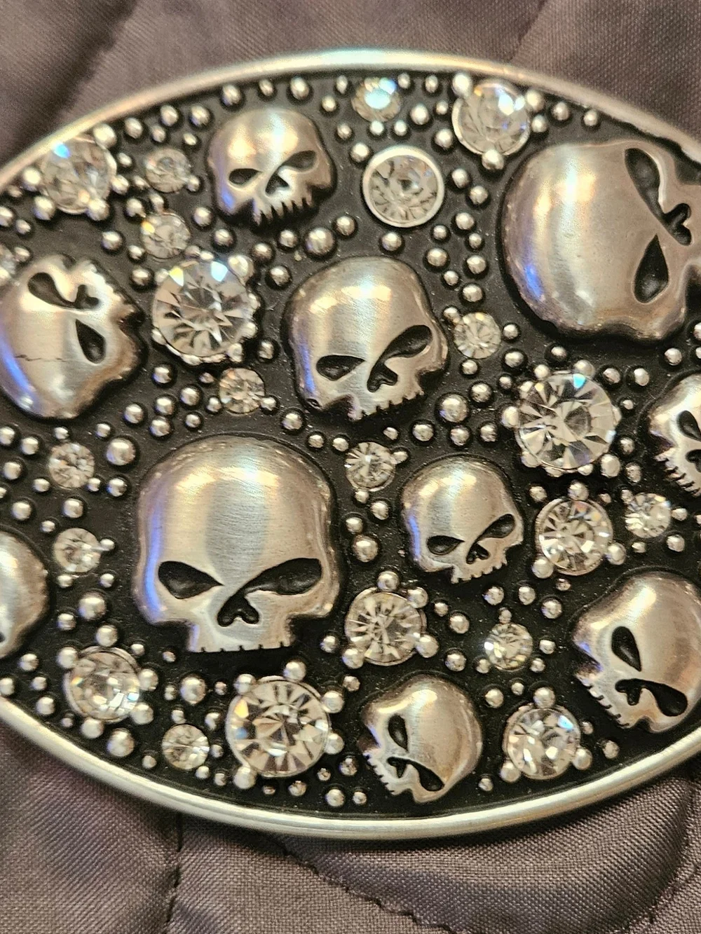 Harley-Davidson Silver and Black Skull Belt Buckle Set